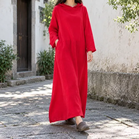 Aurelia Hooded Linen Dress